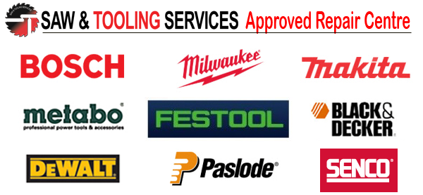 Saw and Tooling - Power Tool Repair - all makes and models including Bosch, Milwaukee, Makita, Metabo, Festool, Black & Decker, DeWalt, Paslode, and Senco.